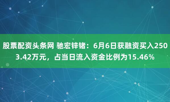 股票配资头条网 驰宏锌锗：6月6日获融资买入2503.42万元，占当日流入资金比例为15.46%